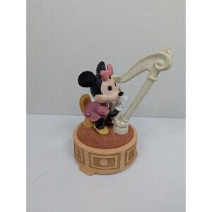 Walt Disney Prod - Vintage Minnie Mouse Playing Harp - Porcelain Music Box